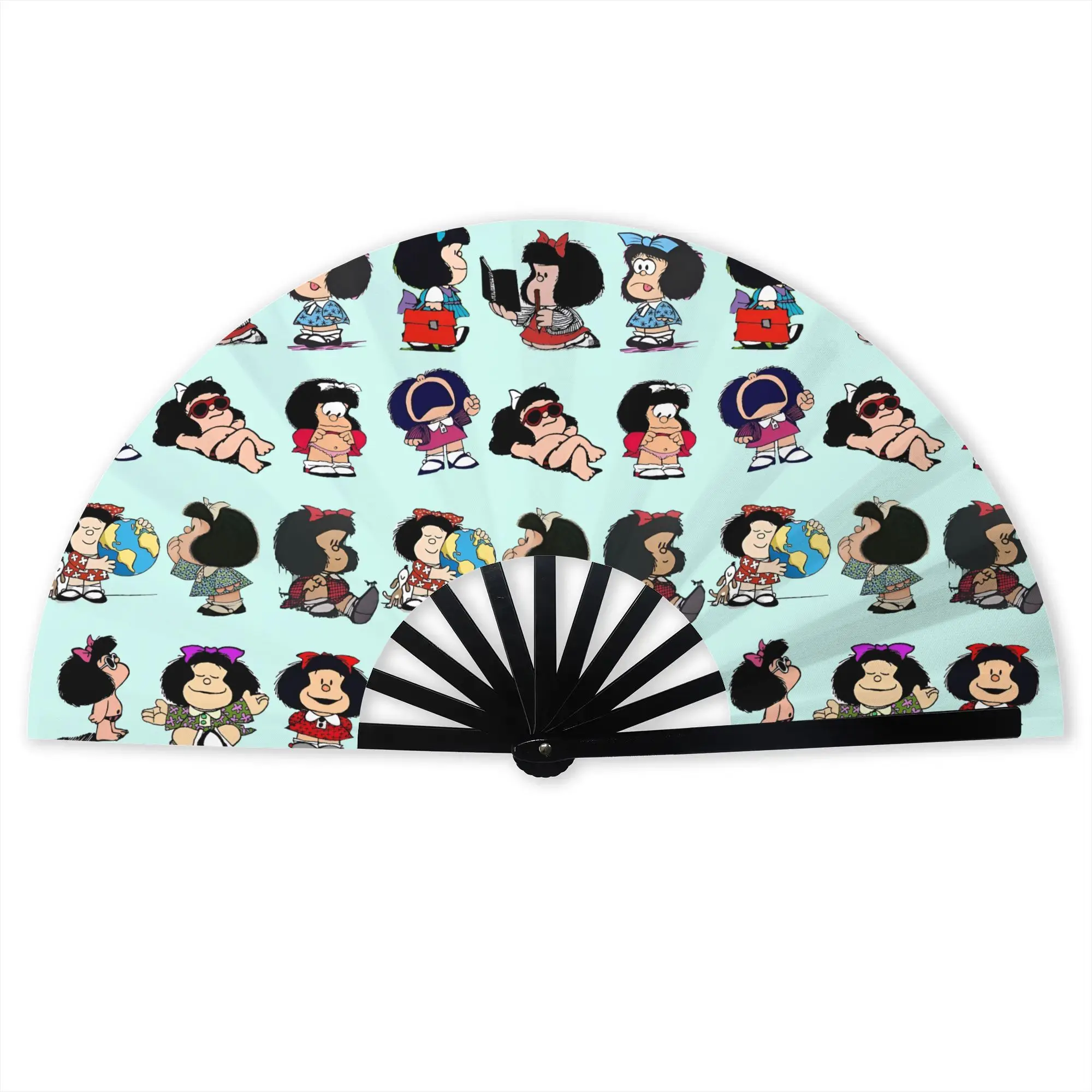 Customized M-Mafaldas Manga Comics Portable Pocket Fan Travel  Polyester Folding Fan Chinese Dance Handheld Cooling Fans