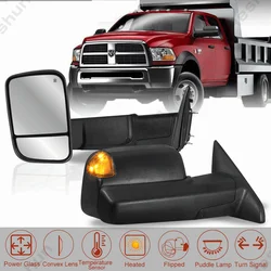 Pair Power Heated Temp Sensor Tow Mirrors For 13-18 Dodge Ram 1500 2500 3500 Switchback Power Heated Turn Signal Towing Mirrors