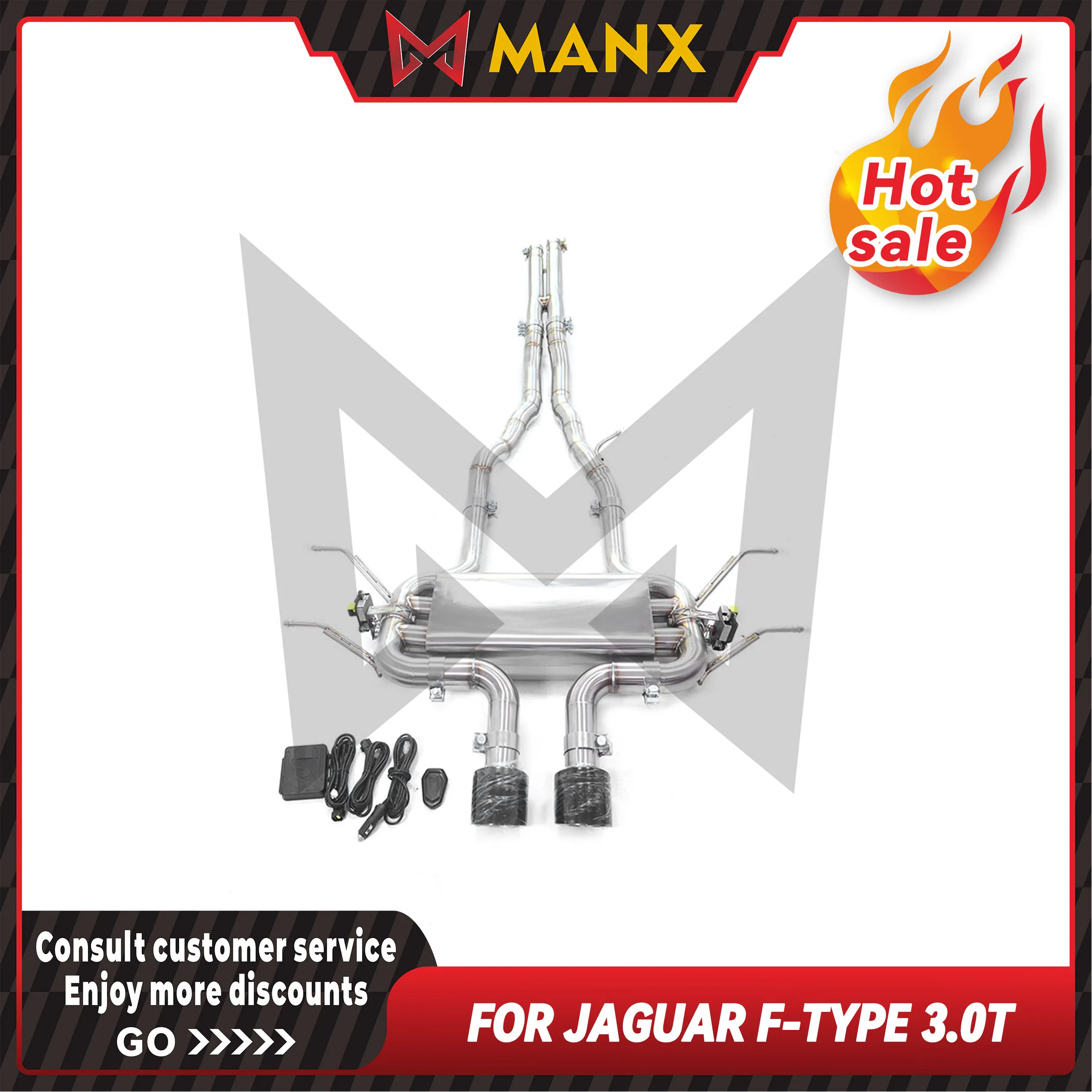 For Jaguar F-type 3.0T Car Exhaust system Stainless steels Catback Performance exhaust pipe with remote control valve