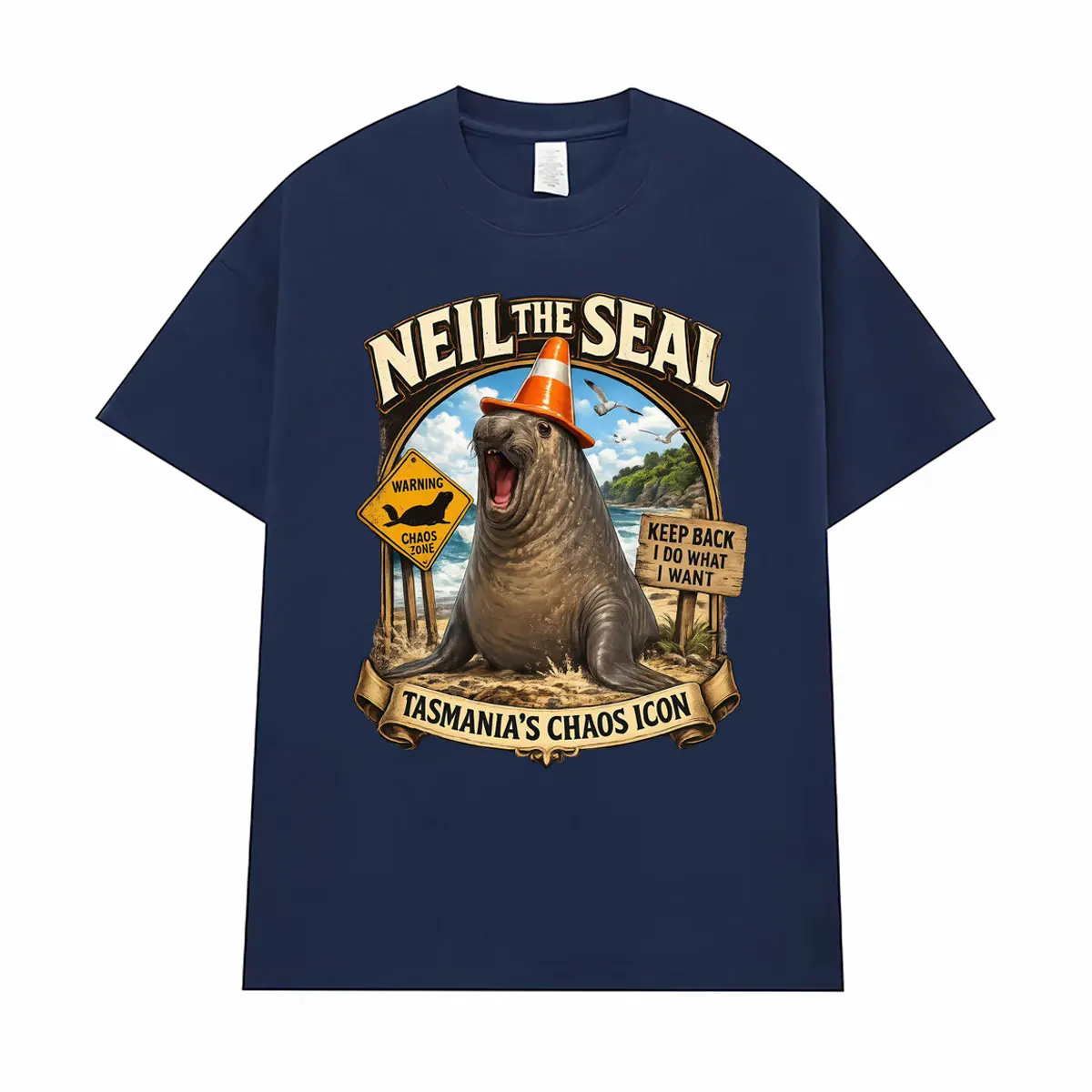 Neil The Seal Tasmania's Chaos Icon Funny Viral Seal Meme T-shirt Unisex Fashion Humor Oversized T Shirts Men Summer Tops Tshirt