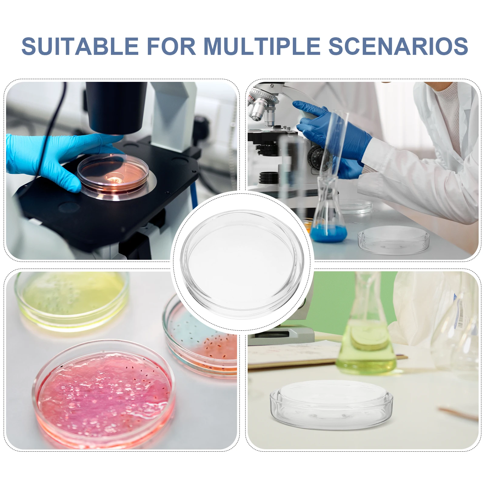 

5Pcs Culture Dishes Round Clear Lab Petri Dishes Durable Chemistry Plates with Lid Laboratory Science Supplies