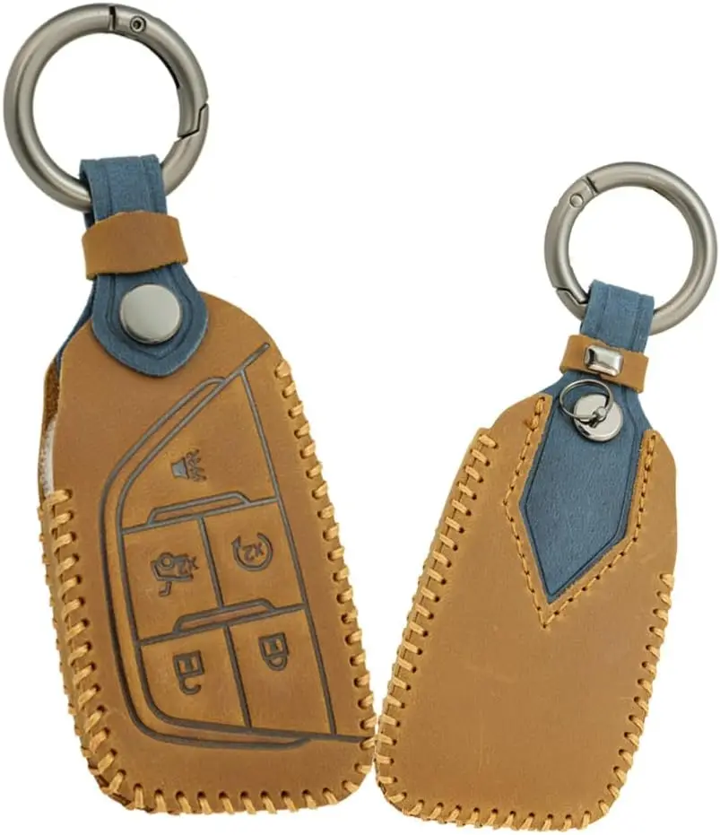 

WH 5 Buttons Remote Control Key Cover Shell For Cadillac CT5 2019 2020 In Cowhide Protective Case Key Cover Keyring-