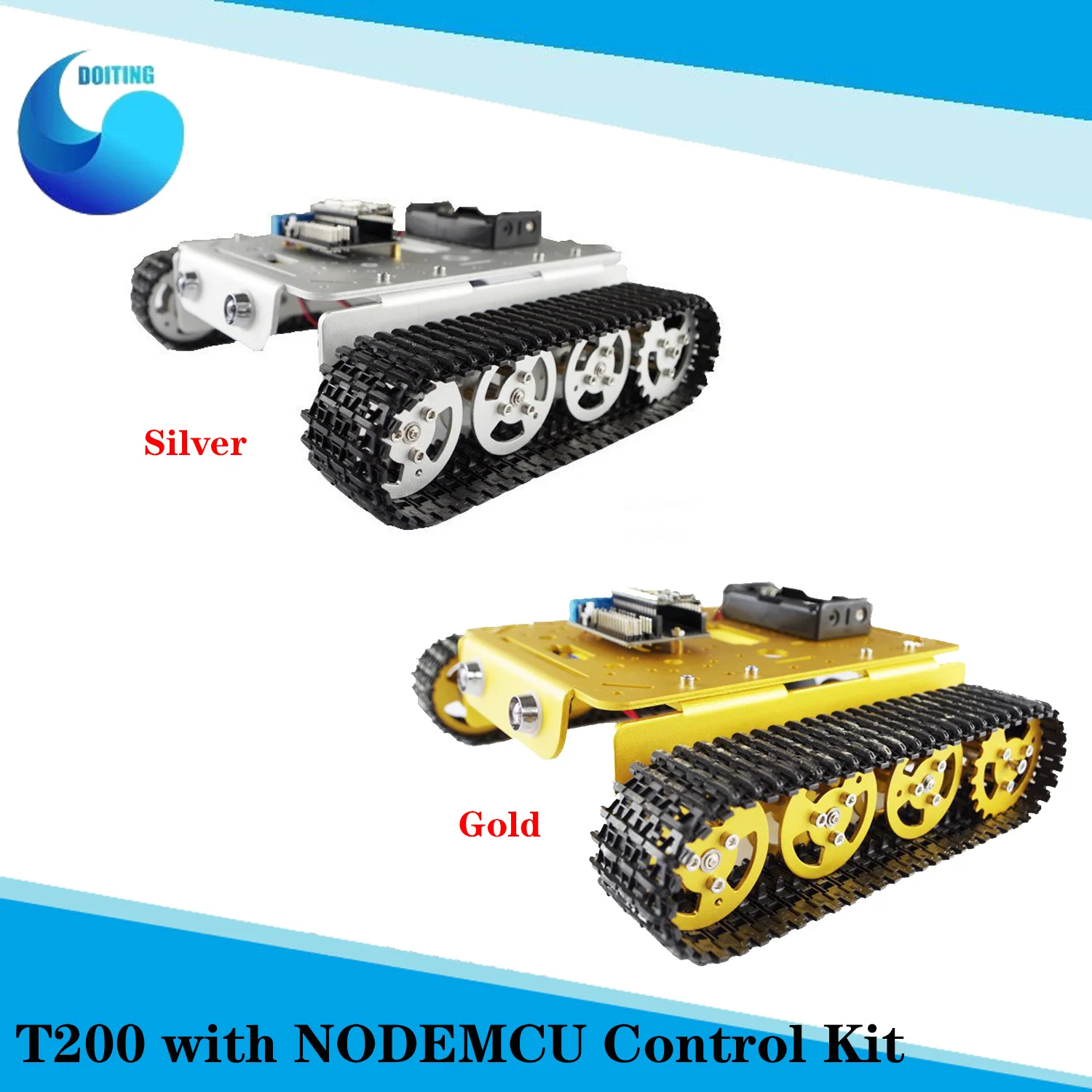 T200 Wireless Tank Chassis Controlled by Android and iOS Phone based on Nodemcu ESP8266 Development Kit RC kit  DIY RC Toy