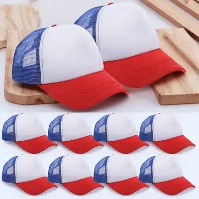 

10pcs Blank Mesh Baseball Caps Adjustable DIY Sublimation Hats Black Polyester Fits Most Men Women Summer Fishing Camping