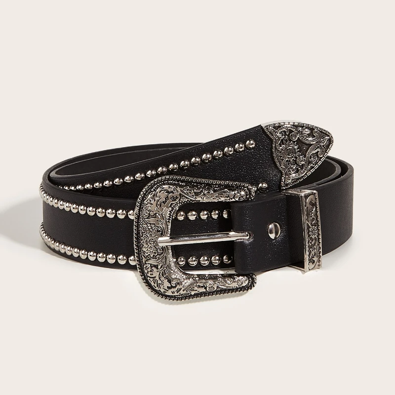 

New Arrival Fashion Punk Rivet PU Belt Personalized Unisex Universal Waist Belt For Denim Jeans