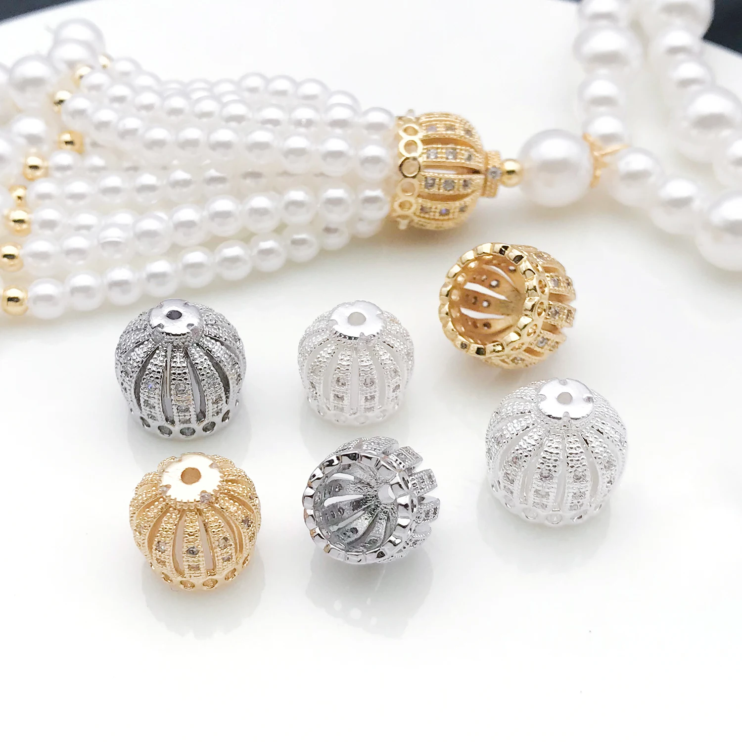 2pcs 9/11mm 18K Gold Plated Brass Spacers Bead Caps For Jewelry Making Flower Bead End Caps DIY Necklace Bracelets Accessories - view 4