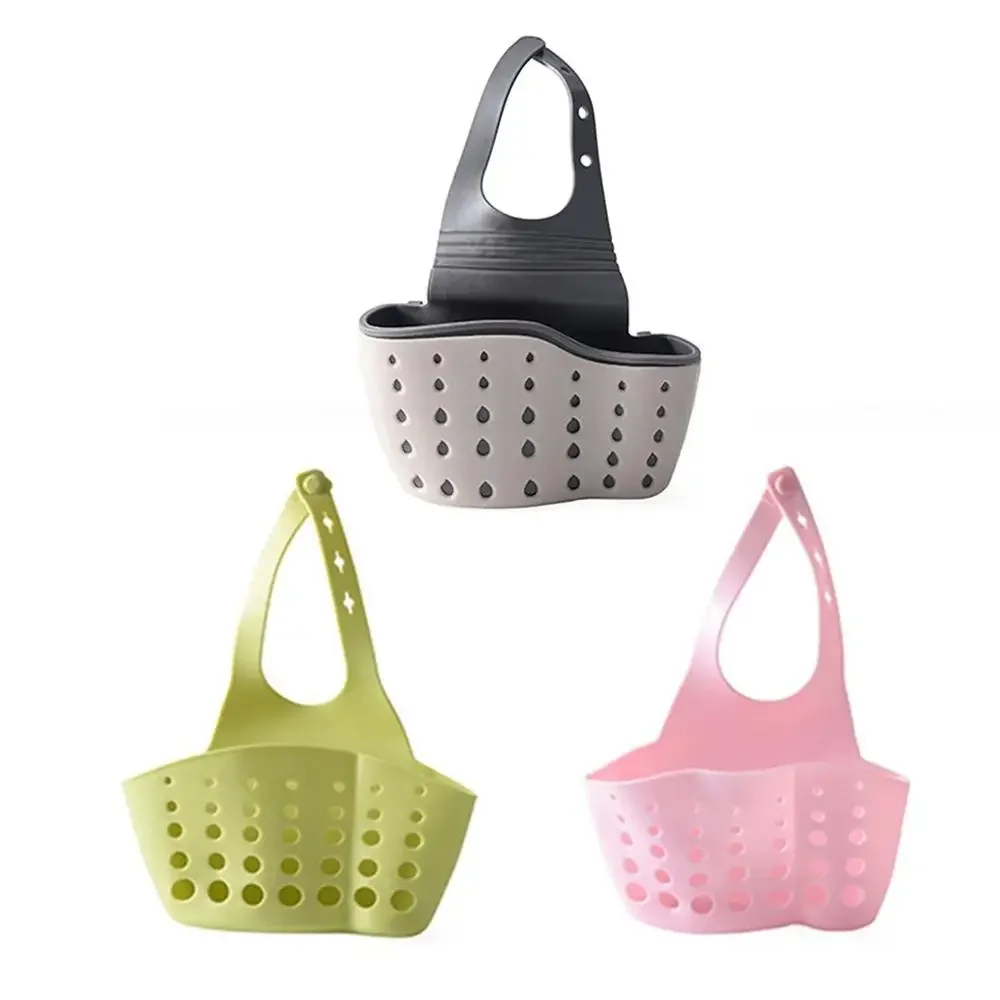 New Kitchen Utensils Sink Double Drain Bag Storage Rack for Sponge Soap Holder Pool Storage Supplies Hanging Basket Drain Rack