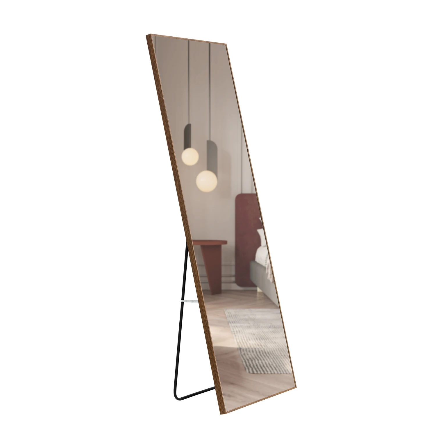 Miroir décoratif pleine longueur avec cadre en bois massif, miroir Kiev illage, porche de chambre, emballage de merveilleuse génération, mise à niveau marron