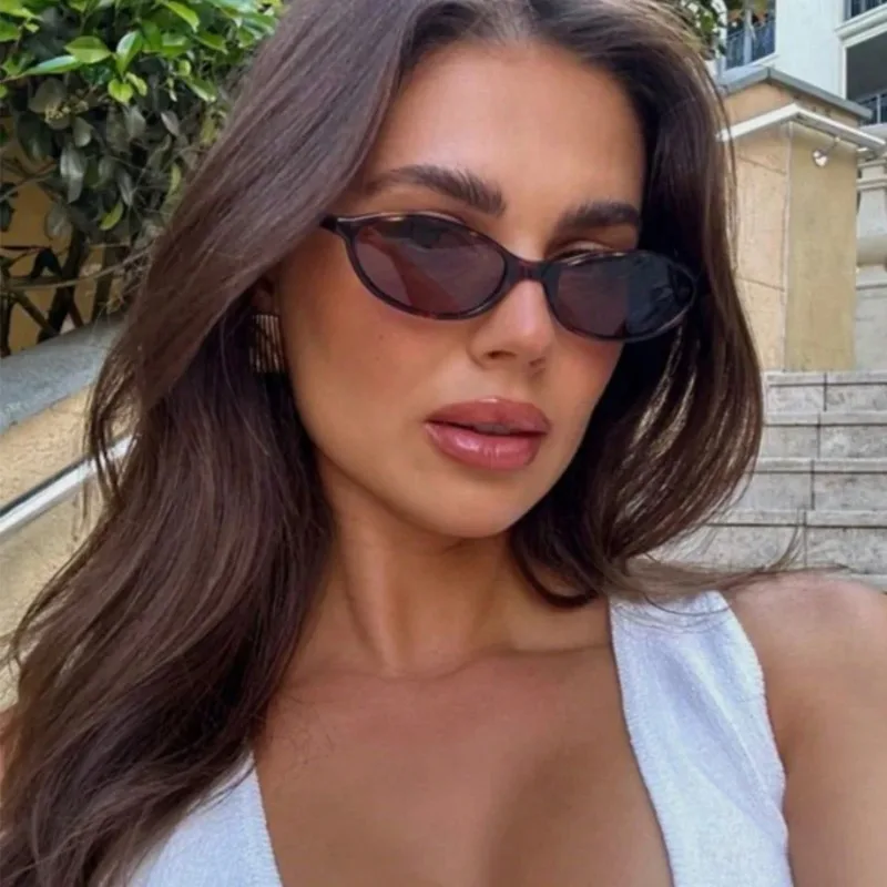 Retro Oval Frame Sunglasses Fashion Women Trendy Small Frame Sunglasses Punk Cat Eyes Sunshade Sun Protection UV400 Glasses