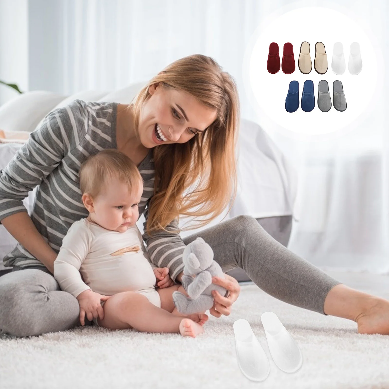 

5 Pairs Disposable Slippers House for Men Living Room Shoes Lightweight Floor Spa