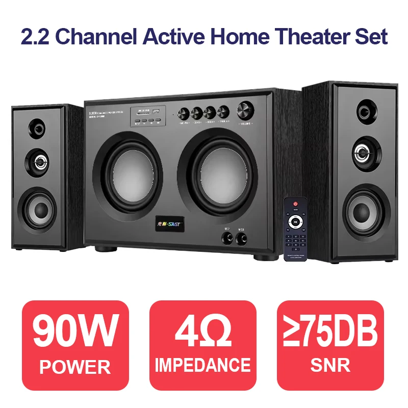 90W HiFi  Sound Box 5.0 Bluetooth Speaker 3-Way Active Subwoofer Speaker 4ohm Loud Speakers For Home Theater Computer Karaoke Dj