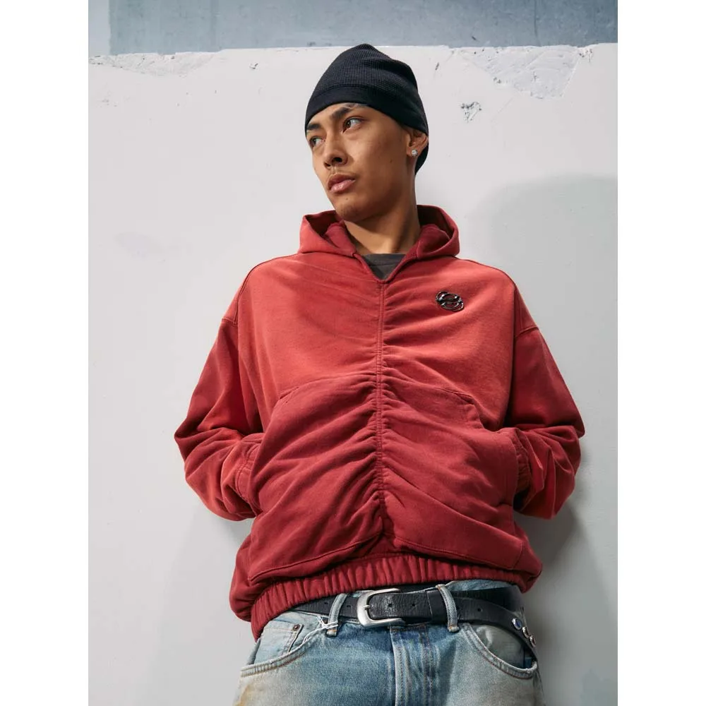 R69 Pleated Hoodie Hip Hop Hooded