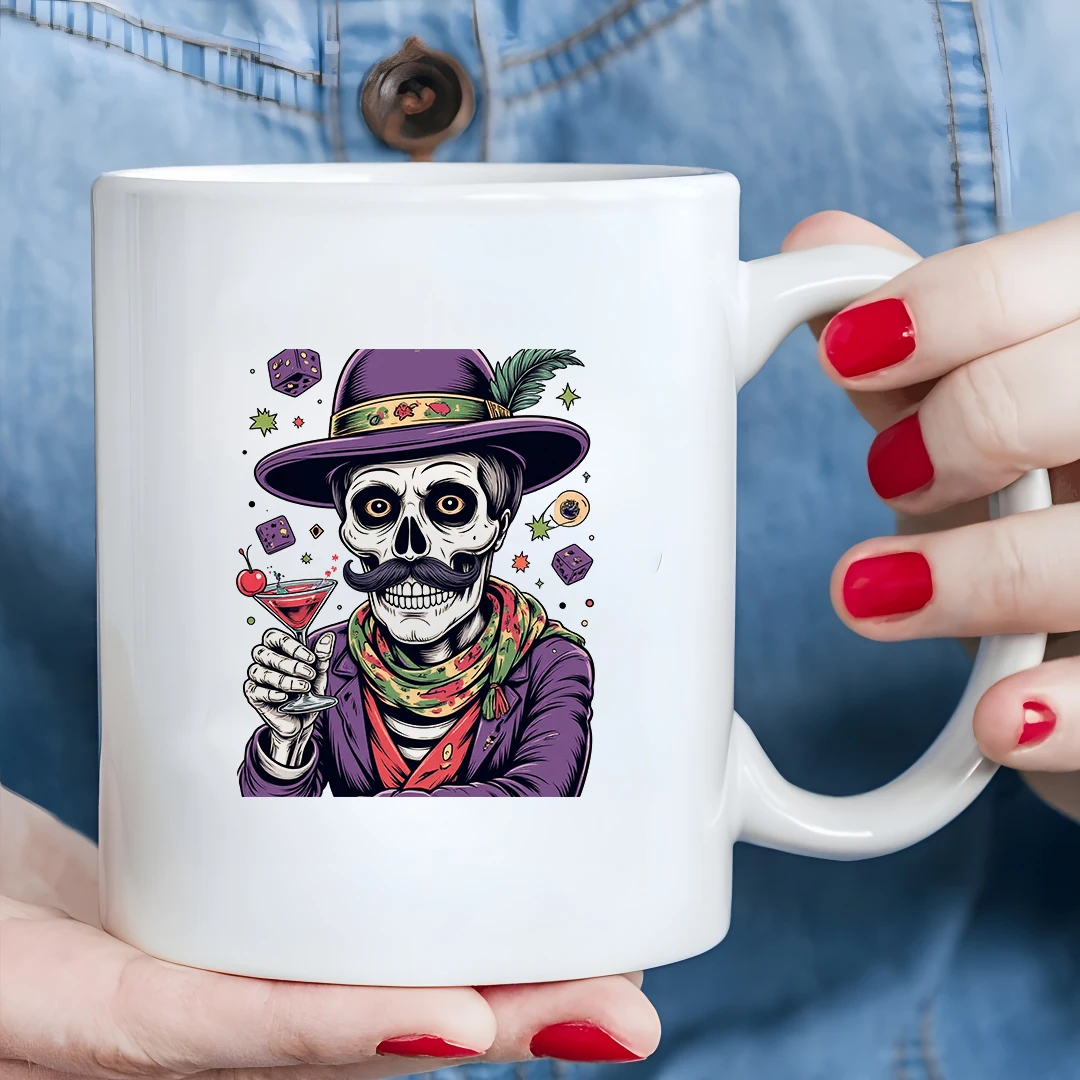 

11oz Skull Head Mug + Art Illustration Cup + Kids Cold & Hot Drink Cup - Christmas Gift for Family & Office