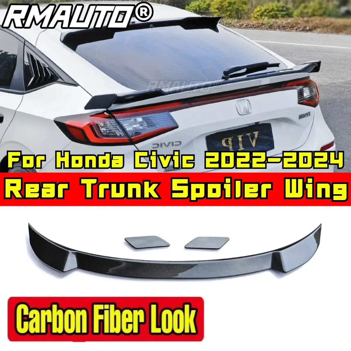 For Honda Civic Hatchback 2022 2023 2024 11th Generation Rear Wing Body Kit ABS Plastic Car Rear Trunk Spoiler Car Accessories