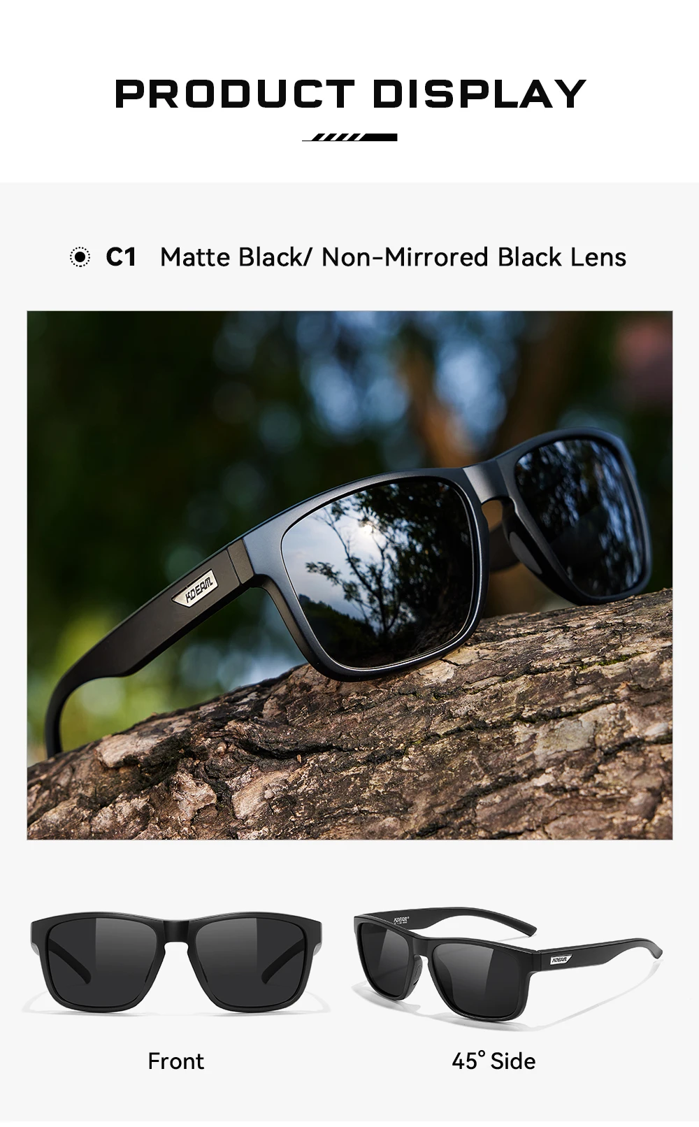 KDEAM XXL-Größe, polarisierte Sonnenbrille für Herren, Outdoor-Sportbrille, Gesamtbreite 155 mm, extra große Sonnenbrille – Detail 5
