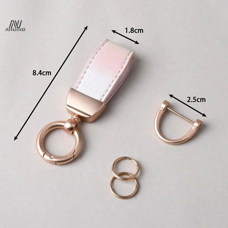 High-end Fluorescent Leather Keychain Laser Engrave Car Key Chain Personalize Keyring Women Gift