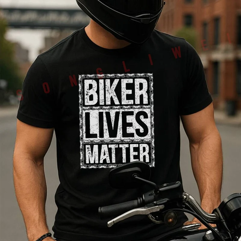 

Biker Lives Matter Motorcycle Loverscotton T-Shirt Moto Fans New Fashion Summer Men Short Sleeve O-Neck T Shirt Tees