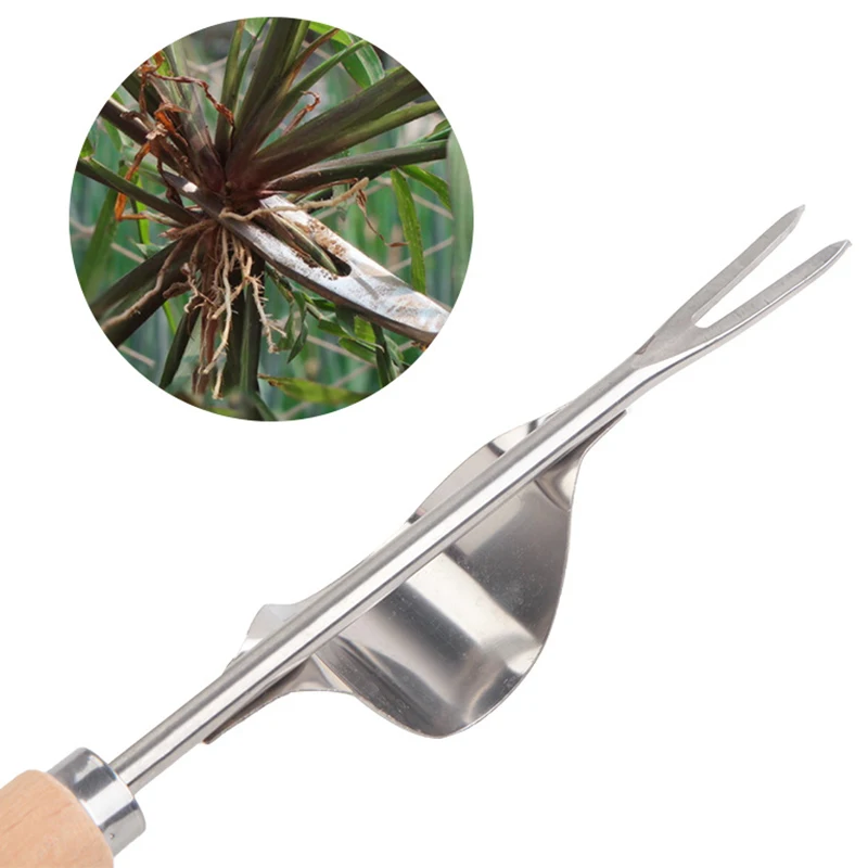 Stainless Steel Hand Weeder Weeds Digging Puller Forked Head Weeds Remove Shovel Stainless Steel Forked Head Hand Weeder