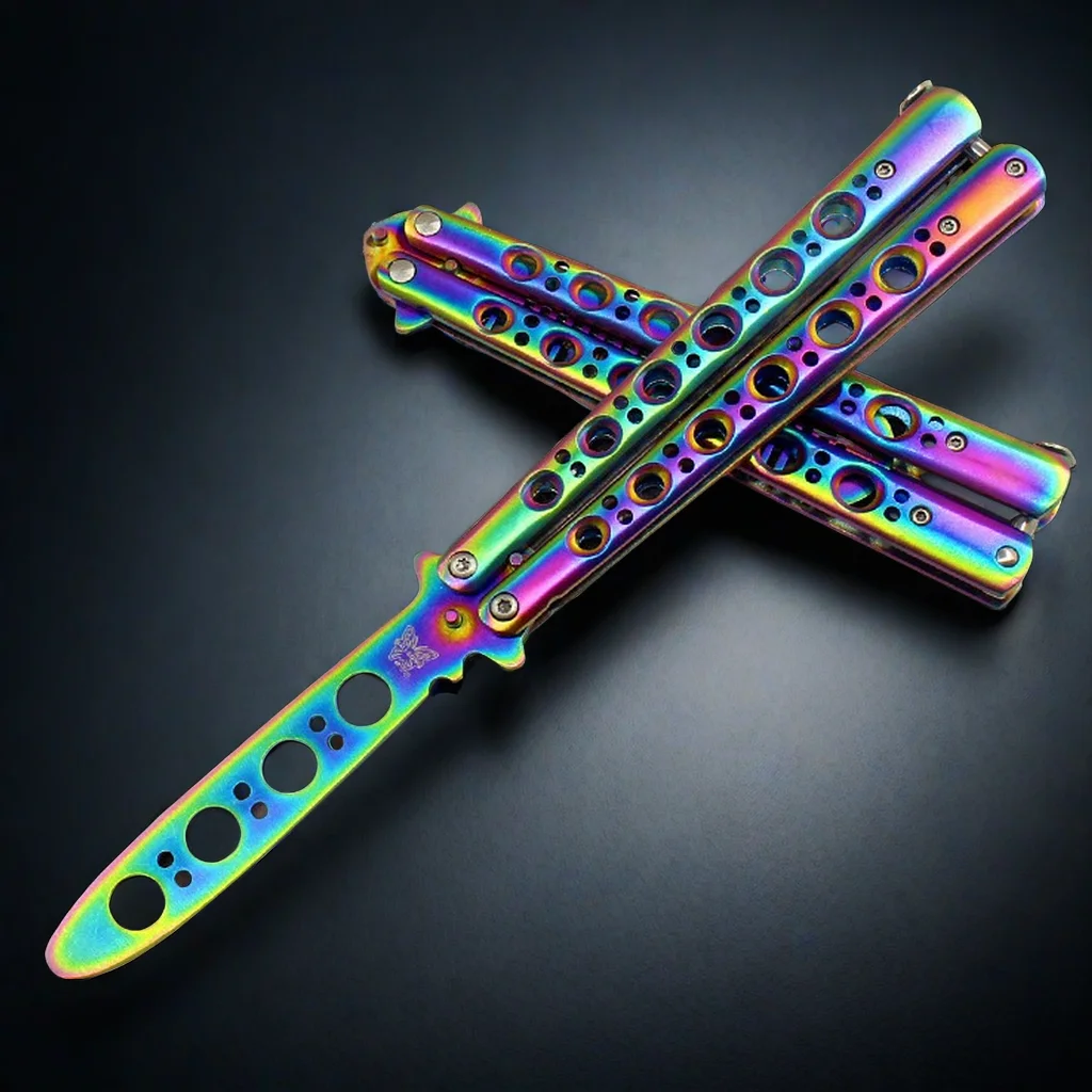 Portable Butterfly Training Knife Foldable Pocket Flail Knife Uncut Blade Butterfly Comb Training Tool