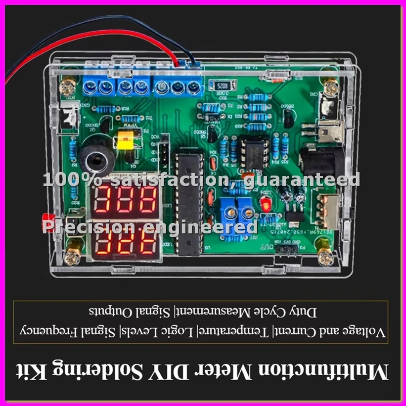 Multi-Function Meter DIY Soldering Kit Voltage Current Temperature Measurement PWM Signal Generator Loose Part-ABVP