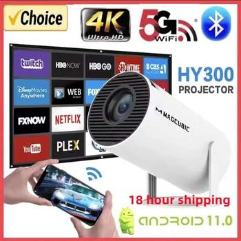 2024 홈 시네마 야외 프로젝터, HY300 PRO 4K 안드로이드 11, 듀얼 와이파이 6 260ANSI 올위너 H713 BT5.0, 1080P 1280x720P, 신제품