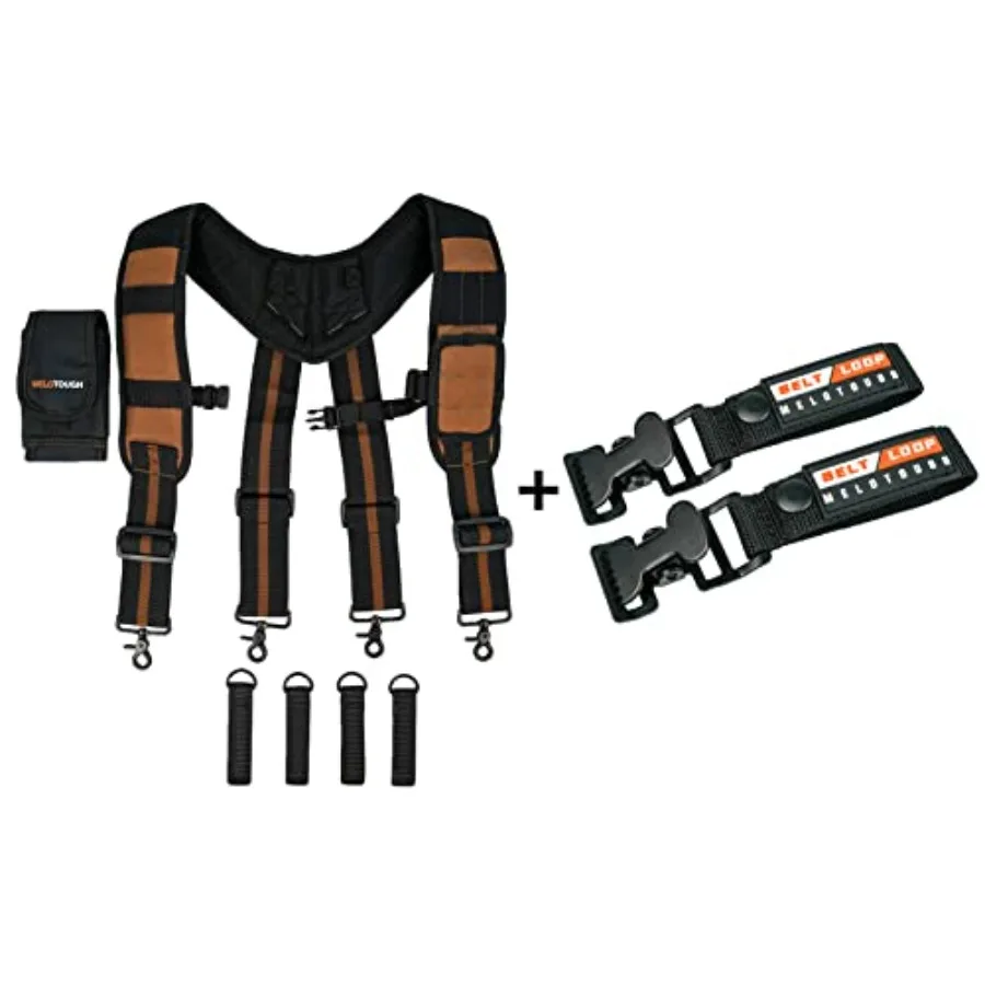 

1PACK Magnetic Suspenders Tool Belt Suspenders + 2 PACK Work Glove Holder Glove Strap Quick Leash With Alligator Clip