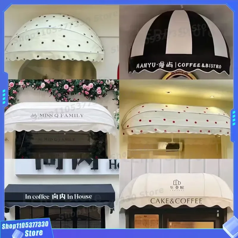 French Curved Canopy Door Head Decoration Fixed Trapezoidal Awning Shop Folding Semi Circular Watermelon Window Cover Semi