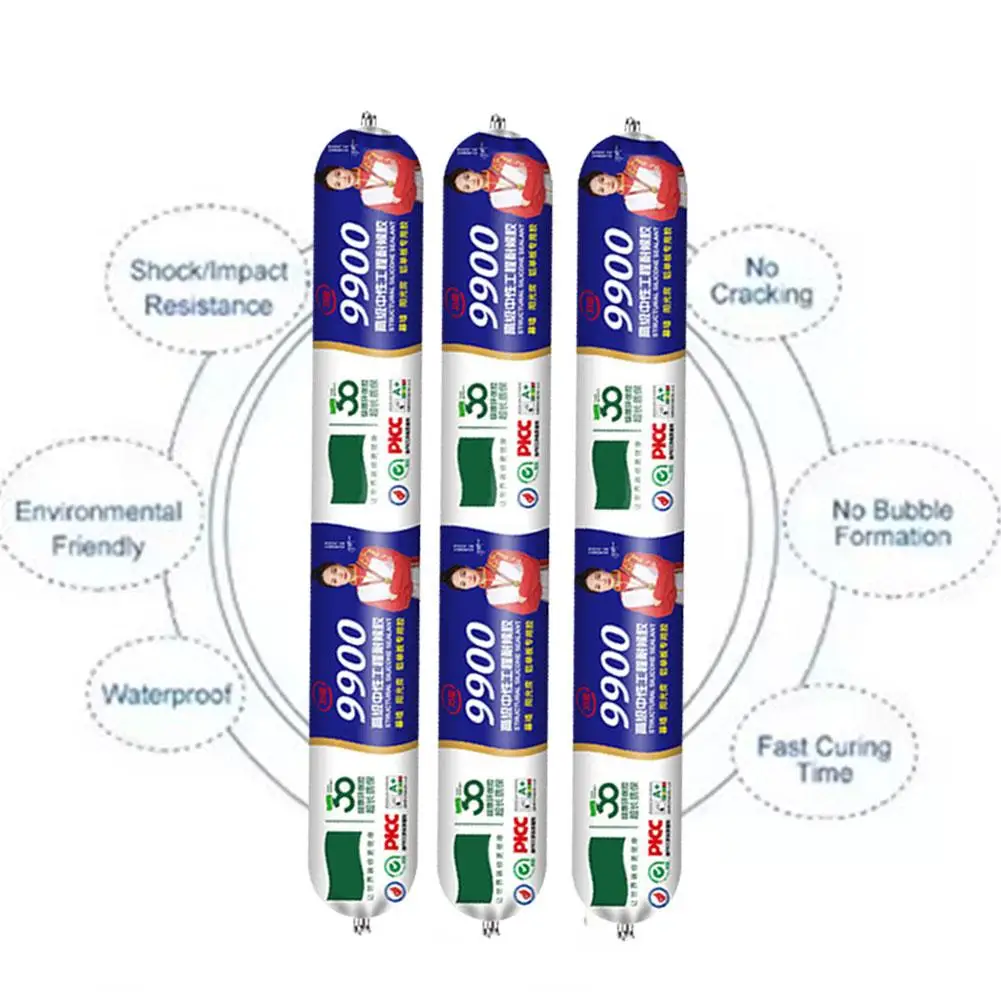 سيليكون شفاف مانع التسرب مقاوم للماء 9900 لاصق سيليكون هيكلي التجفيف السريع لمانع التسرب اللاصق للباب الحجري