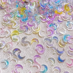 30PCS Clear Glitter Crescent Moon Nails Charms Accessories For 3D Acrylic Nail Art Decoration Manicure Decor Supplies Materials
