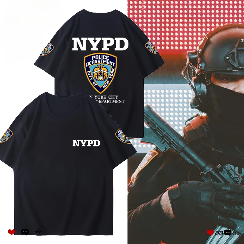 NYPD الأمريكية في الهواء الطلق التدريب التكتيكي القطن تي شيرت مكتب التحقيقات الفيدرالي الجيش مروحة LAPD الرجال والنساء الجيش قصيرة الأكمام تي شيرت