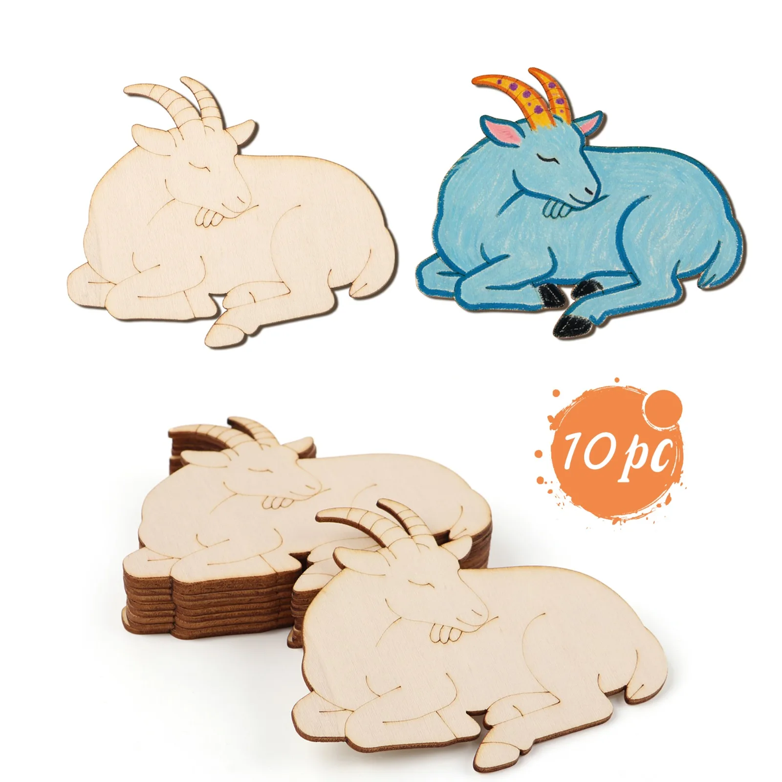 10pcs/set Unfinished Wood Sheep Animal Ornaments Wooden Craft Set for Wooden Hanging Ornaments,DIY Art Craft Painting Home Decor