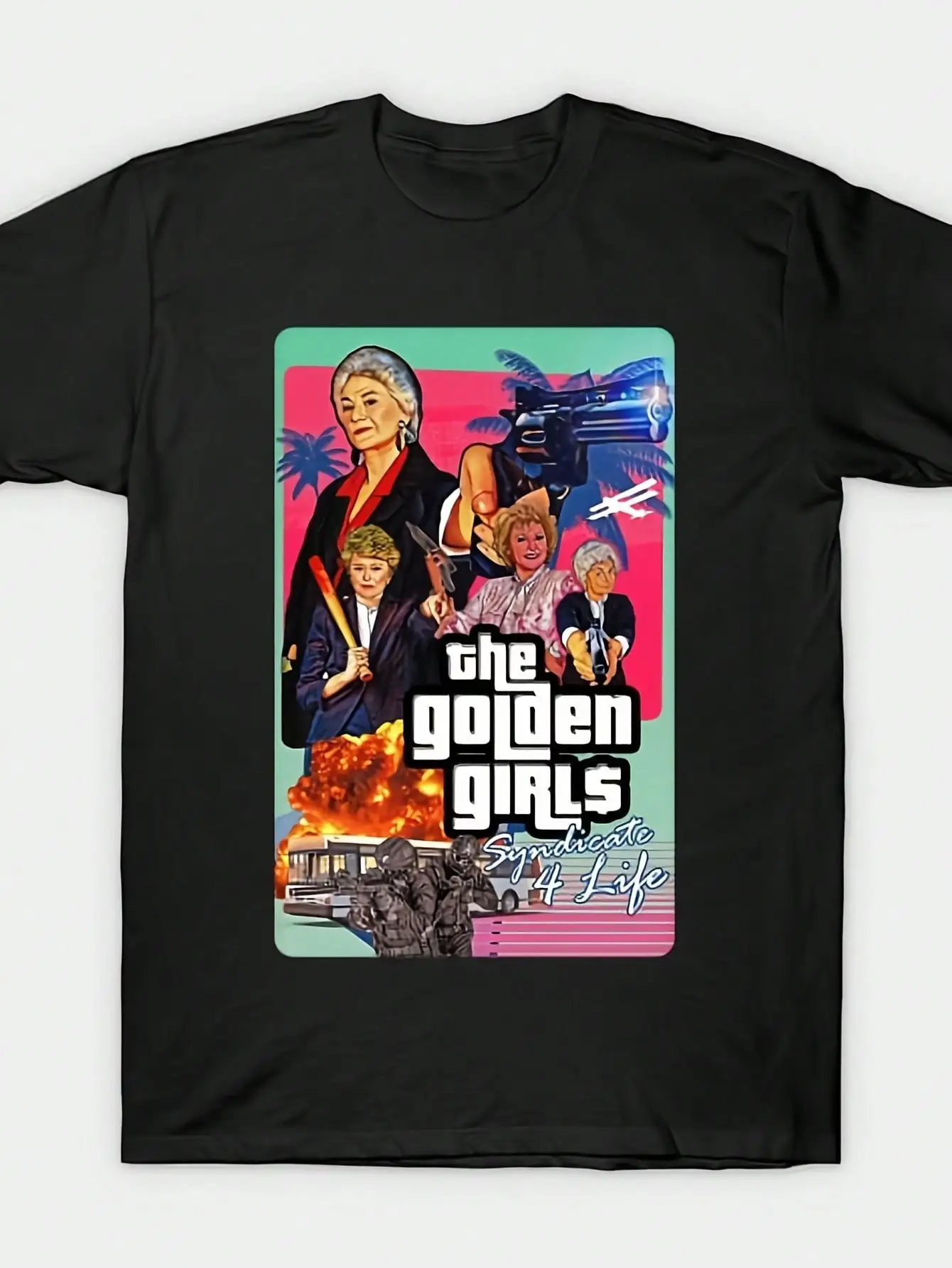 

Golden Girls GTA Miami T-Shirt =Loose Design Anime Print Pure Cotton Retro Round Neck Men'S Short Sleeved T-Shirt 220G