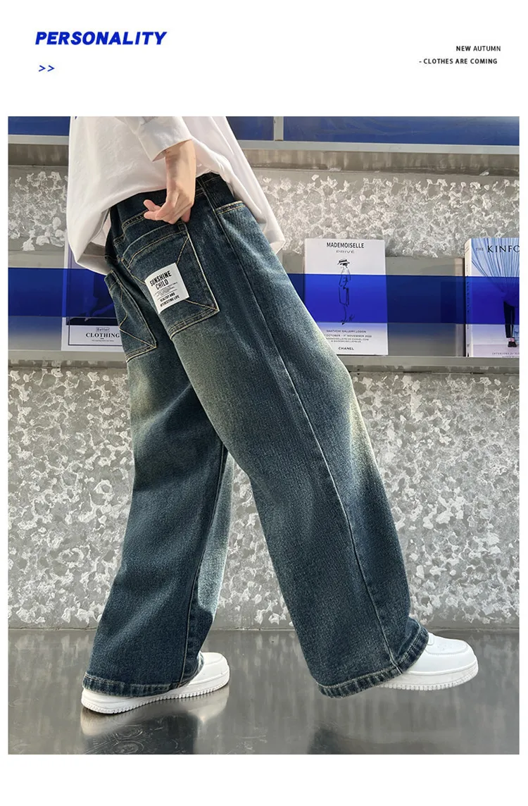 Street-Style Kinder-Jeans mit Bunten Prints für Teenager-Mädchen, Modische Hip-Hop-Tanz-Jeans, Trendige Hiphop-Denim-Hosen für Kinder – Detail 5