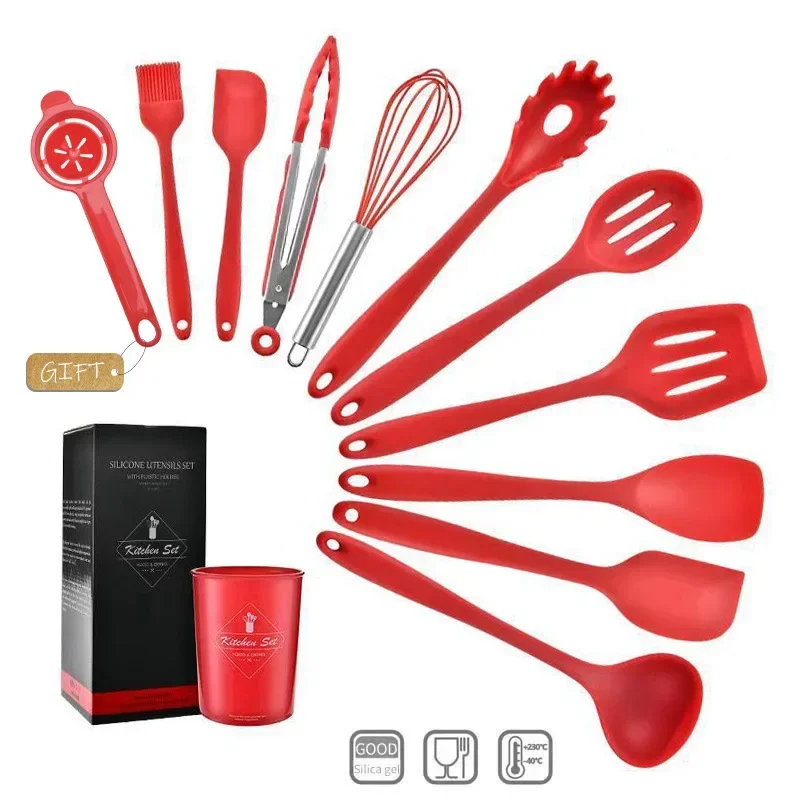 10pcs/set of Non Stick Silicone Shovel Spoon Kitchen Tools  Kitchen Accessories  Cooking Utensils  Cooking Tools