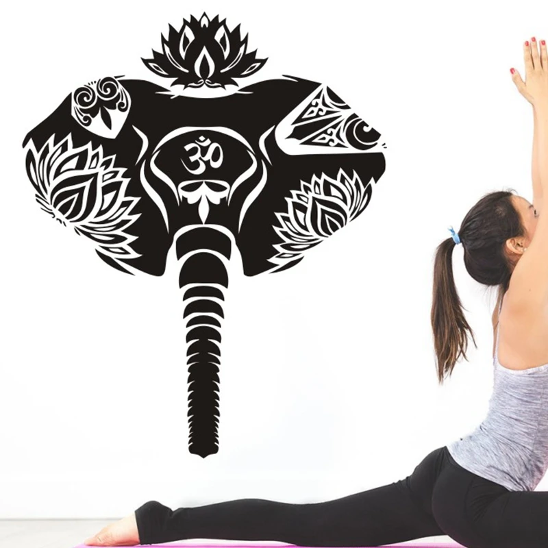 

Yoga Club Wall Sticker Decal Lotus Elephant Body-building Posters Vinyl Wall Decals Home Decoration Decor Mural Yoga Sticker