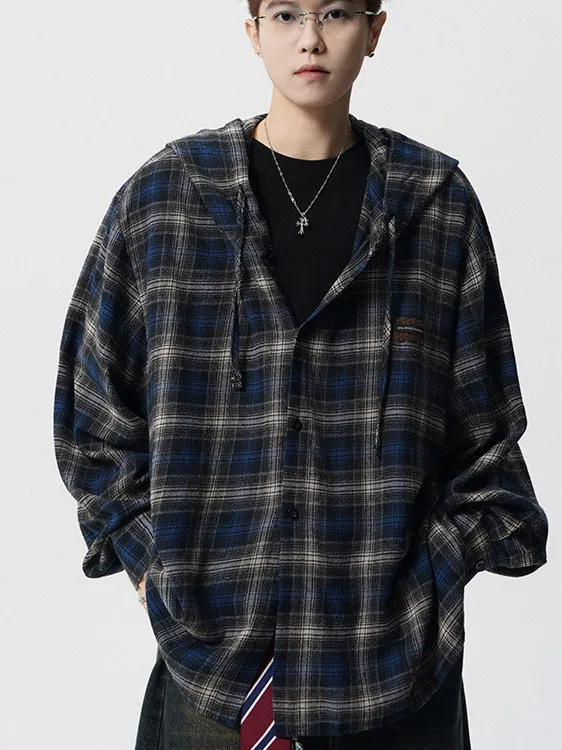 

Мужская рубашка в американском ретро-стиле в клетку, весенняя, в стиле High Street, повседневная, универсальная, свободного кроя, с дизайнерским акцентом.