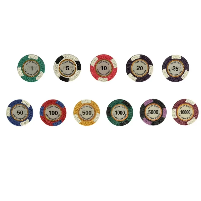 

10/25 PCS Las Vegas 14g Clay Chip Poker Chips Professional Casino Poker Chips Cards Board Gam Entertainment Texas Poker Chips