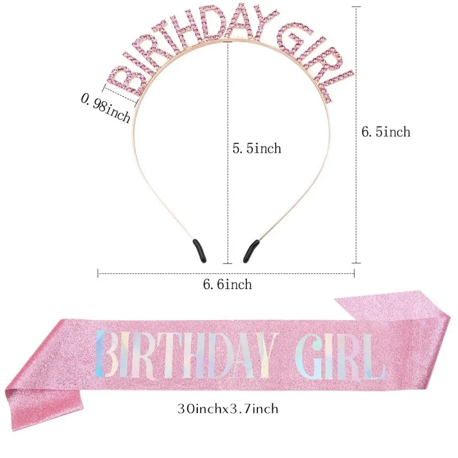 1 Set of Birthday Girl Shoulder Strap Sash + Headband, Party Accessories, Birthday Headband Shoulder Strap, Birthday Party Set Suitable for Birthday Parties, Women's Headband Accessories Headwear