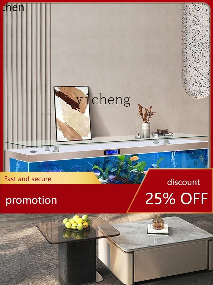 

ZMLTV cabinet ultra-white glass square aquarium large floor-to-ceiling living room home landscaping