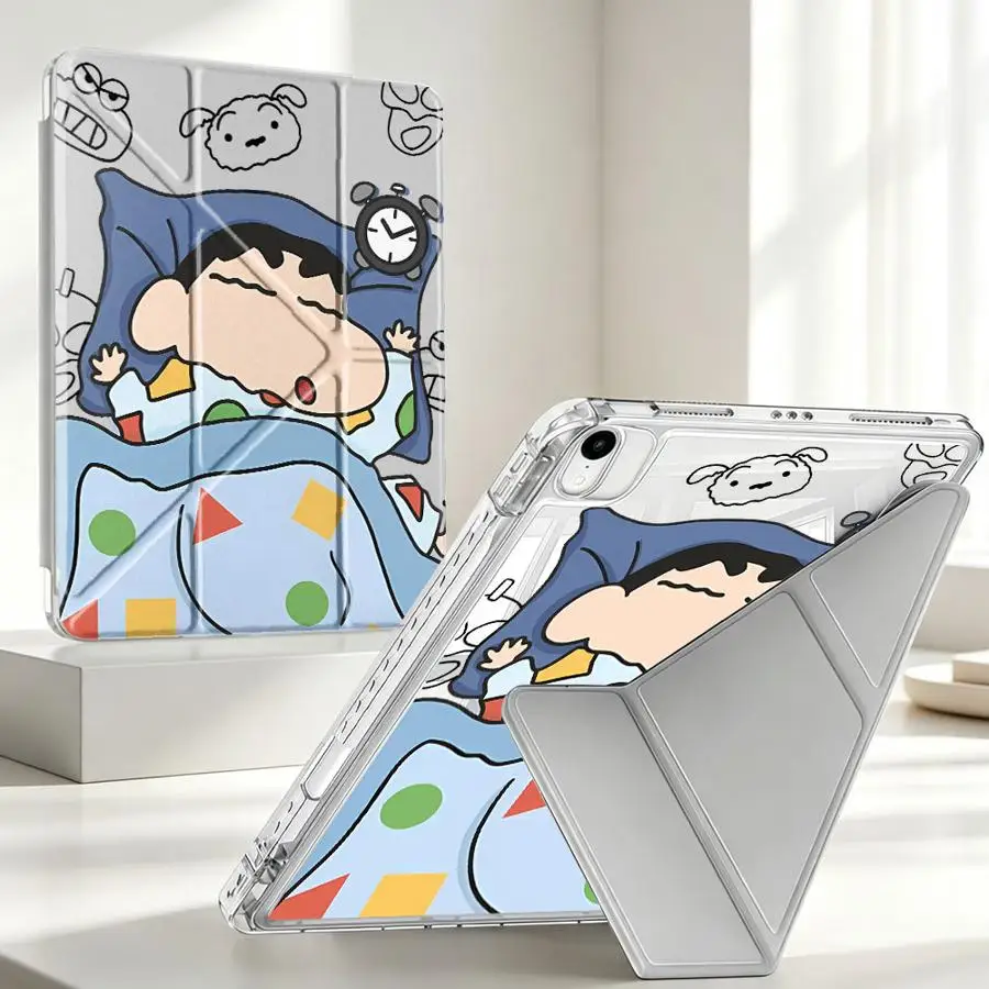 Tablet Case For Samsung Galaxy Tab S8 S7 FE A8 S10 Lite S9 Plus A9 Plus A11 With Pen Slot Cover Crayon Shin-Chan