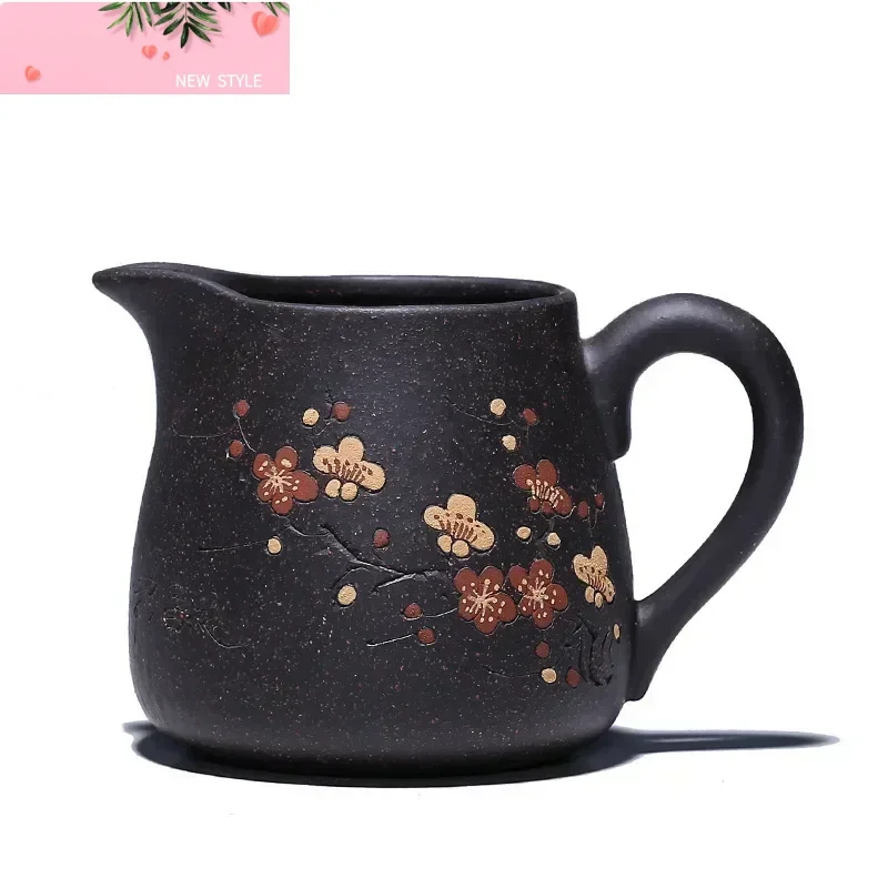 

210 мл подлинная фиолетовая глиняная чашка Yixing Fair Cup Cha Hai Master, ручная резная чашка с цветком сливы, чайный сервиз, аксессуары Master Cup