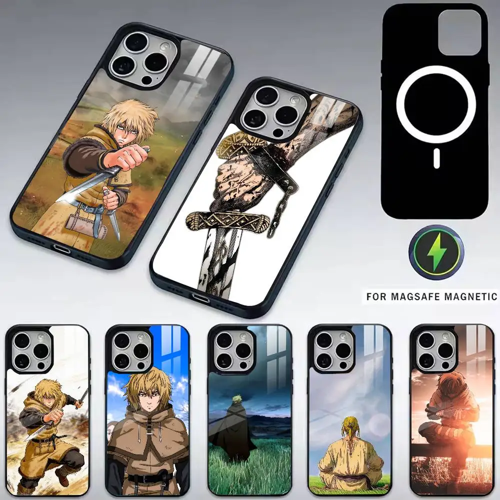 

Anime Vinland-d Saga Thorfinn Phone Case For iPhone17,16,15,14,13,12,11 Plus,Pro Magnetic For Magsafe Wireless Charging