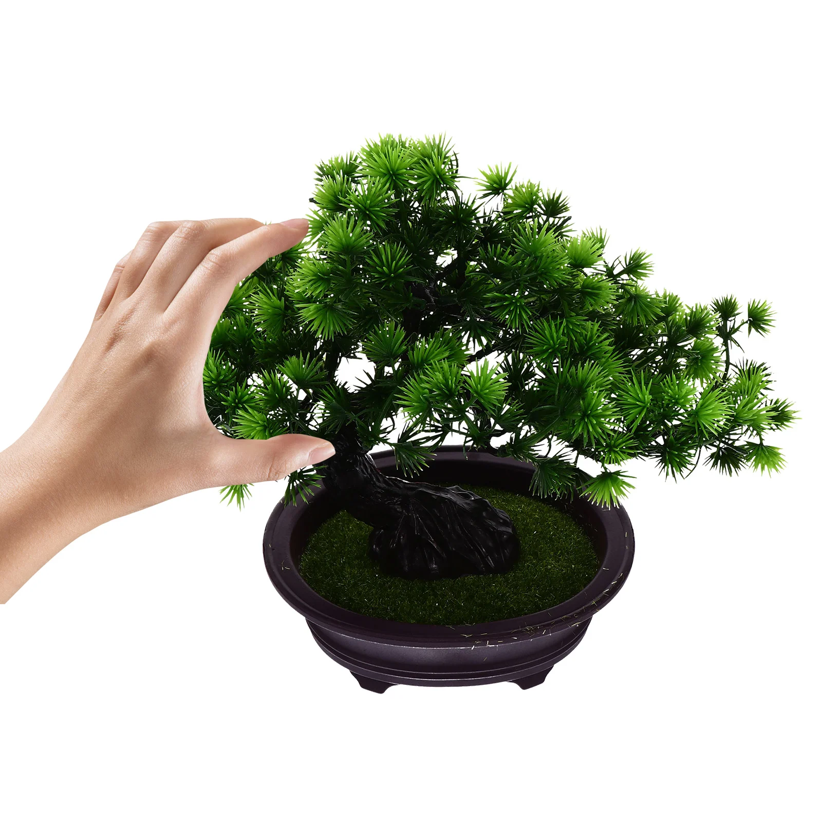 

Simulation Welcome Pine Artificial Plant Potted Ornament Realistic Bonsai Decor For Home Office Hotel Indoor Faux Tree