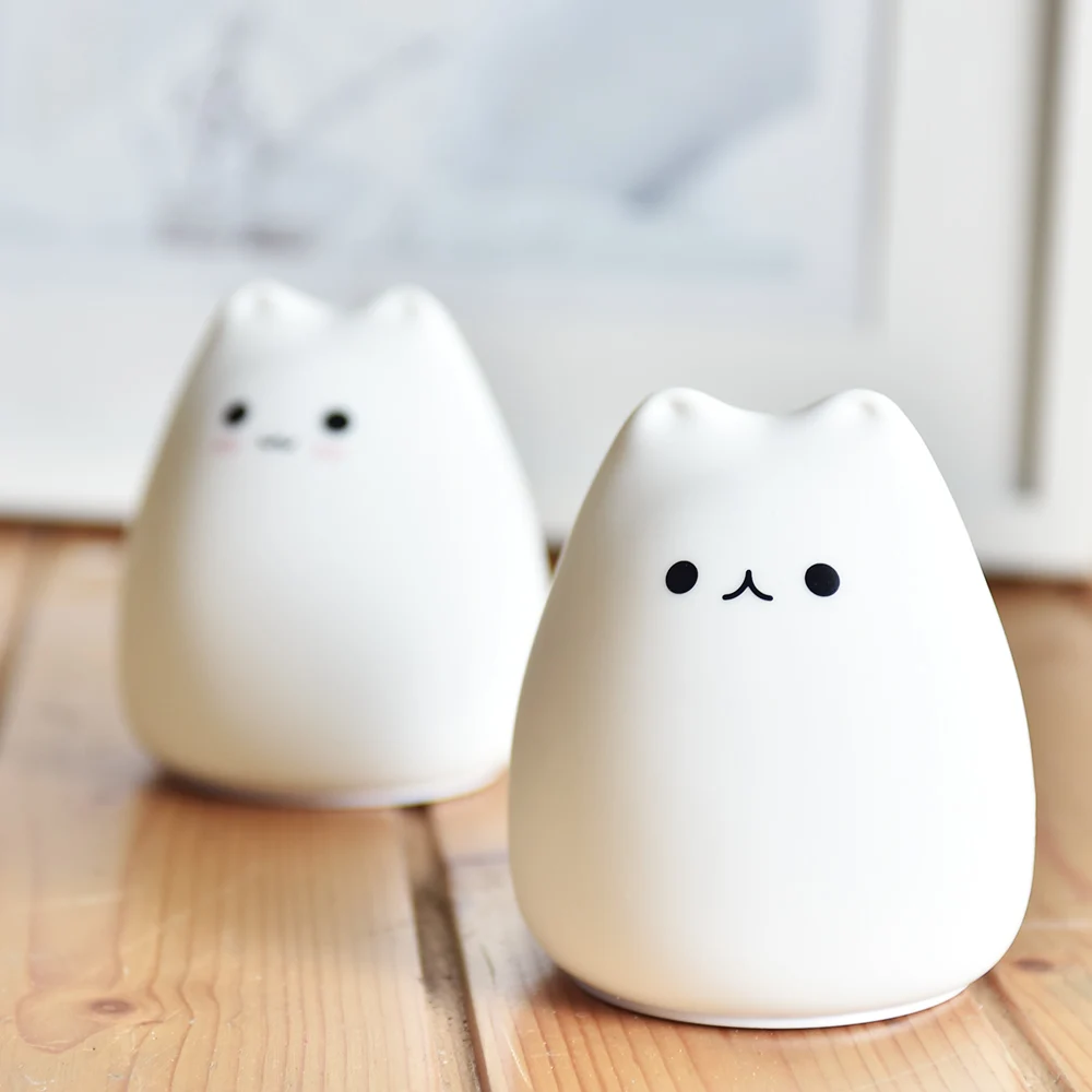 LED Colorful Night Light Animal Cat Silicone Soft Cartoon Baby Nursery Lamp for Gift Dropshipping