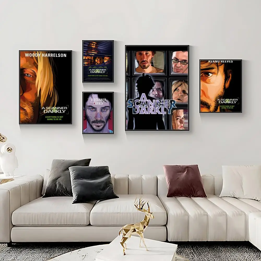 Movie A-A Scanner Darkly Poster HD Self-Adhesive Waterproof Frameless Wall Art for Home Office Dorm Bedroom Ideal Gift