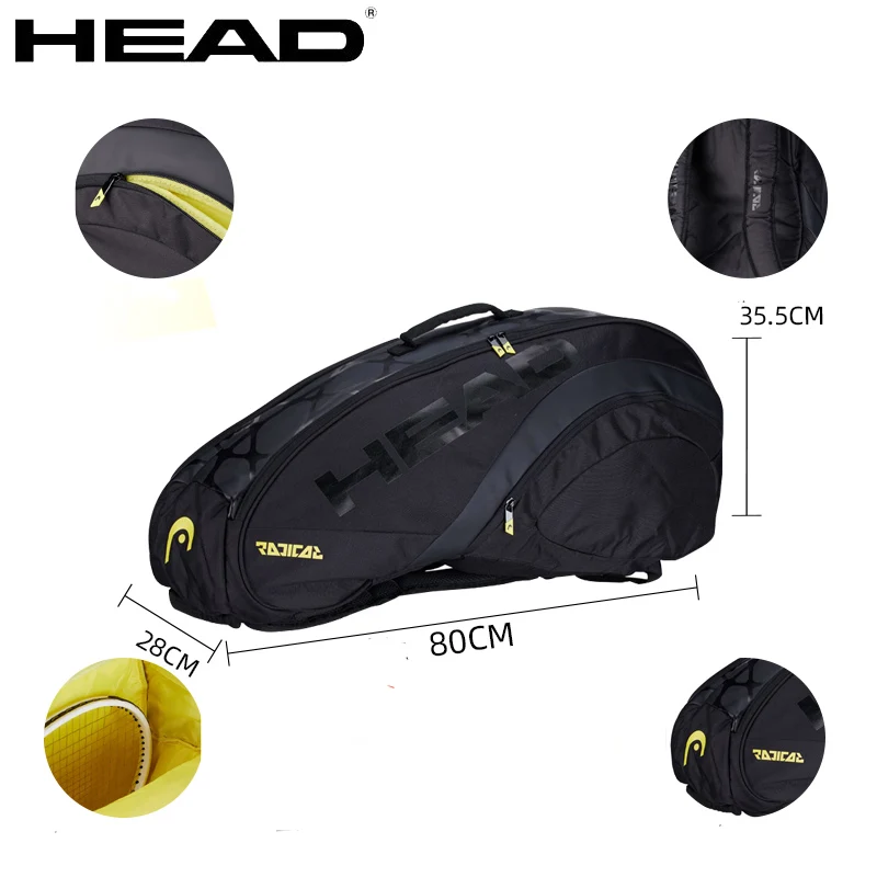 Genuine HEAD 6 Pack Tennis Bag Radical 25th Anniversary Limited Edition Tenis Rackets Backpack Large Capacity Tenis Racquet Bag