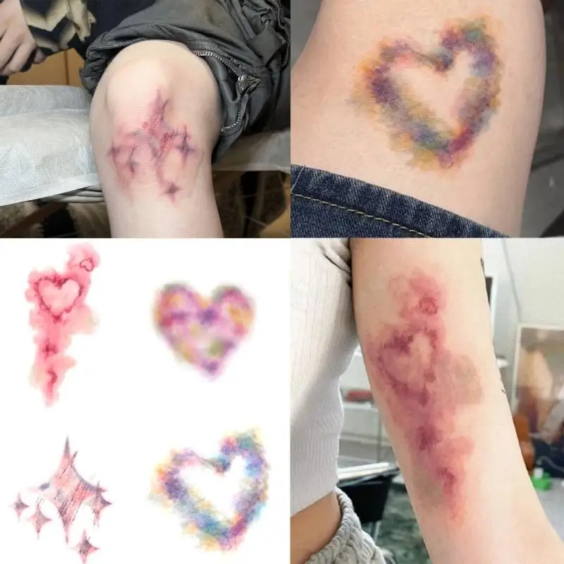 Hot 4 Sheets Halloween Wound Bruising Temporary Tattoos Cosplay Waterproof Arm Ankle Scar Tattoo Stickers Lasting Fake Tattoo