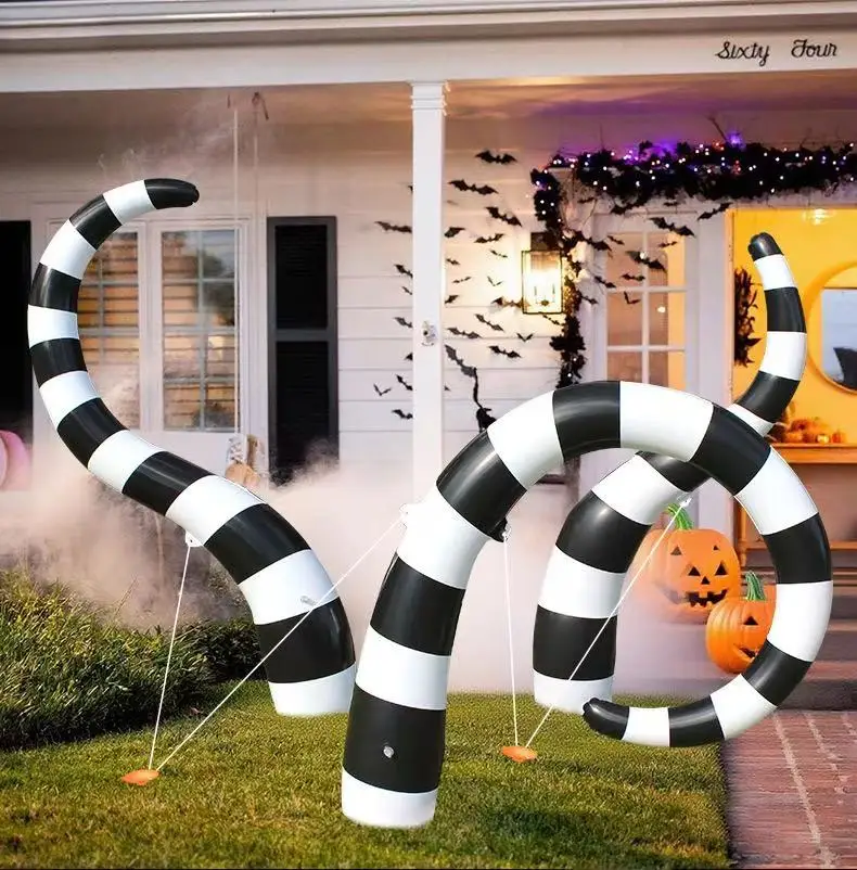 

2025 New Inflatable Sandworm Ornaments Set for Halloween Decoration Home Yard Garden Monster Column Decors All Saints' Day Gifts