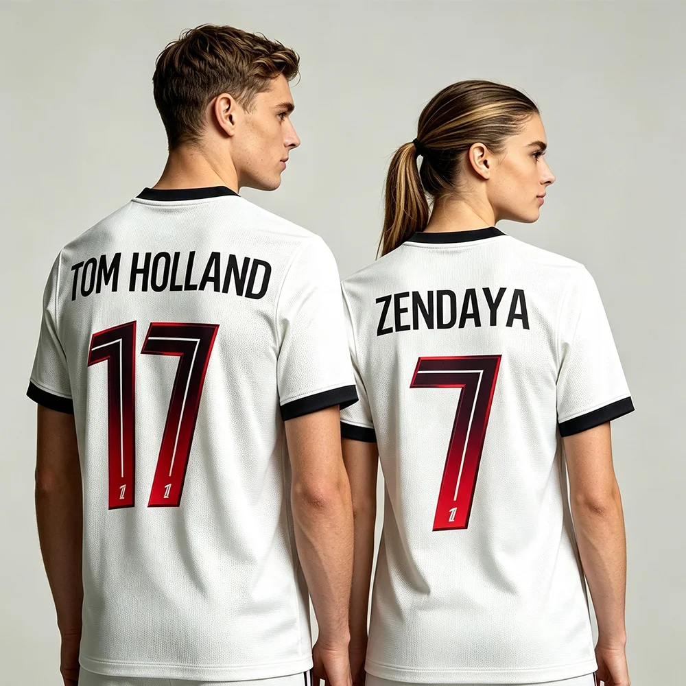 Zendaya #7 and Tom Holland # 17 Football Jersey 2026 New Casual Outdoor Breathable Quick-Drying Unisex Short Sleeve Summer Tops
