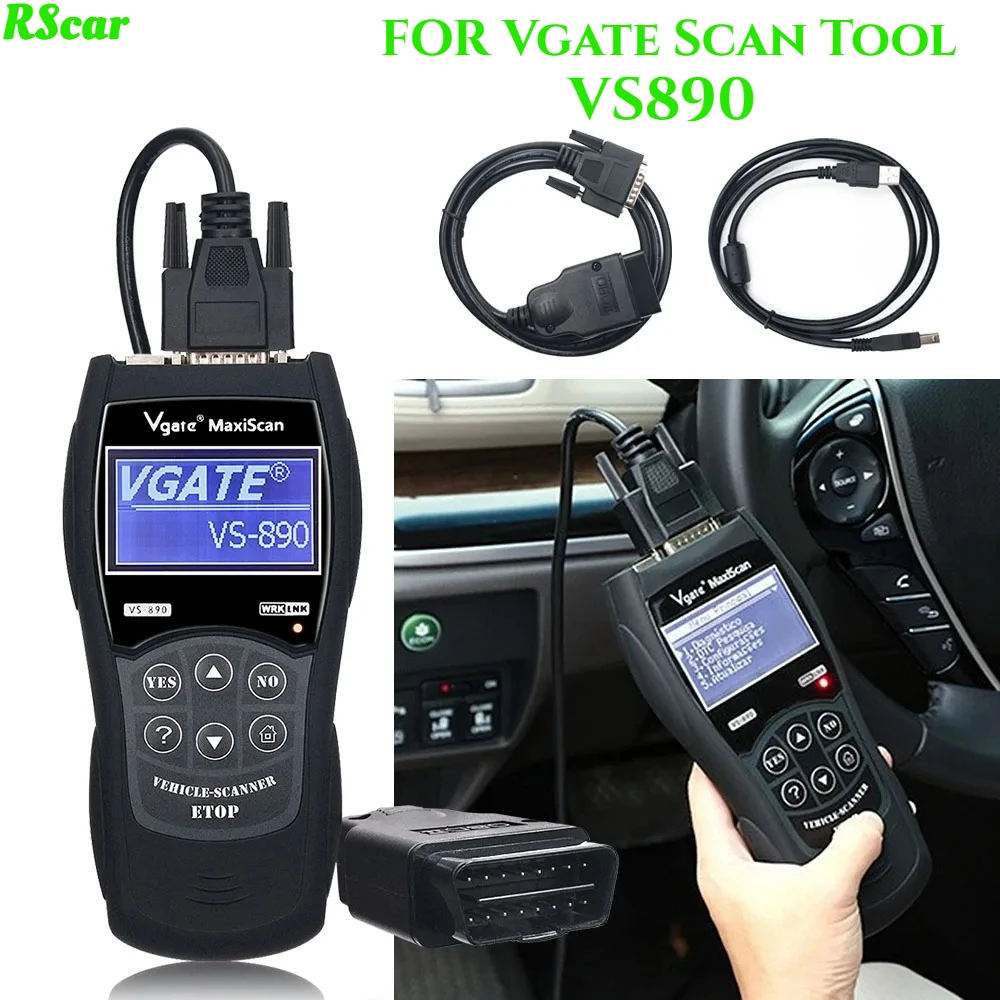 FOR Vgate Scan Tool VS890 OBD2 Multi Language Automotive Inspection Instrument Maxiscan Fault Code Reader Auto Diagnostic Tool
